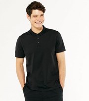New Look Black Jersey Short Sleeve Polo Shirt
